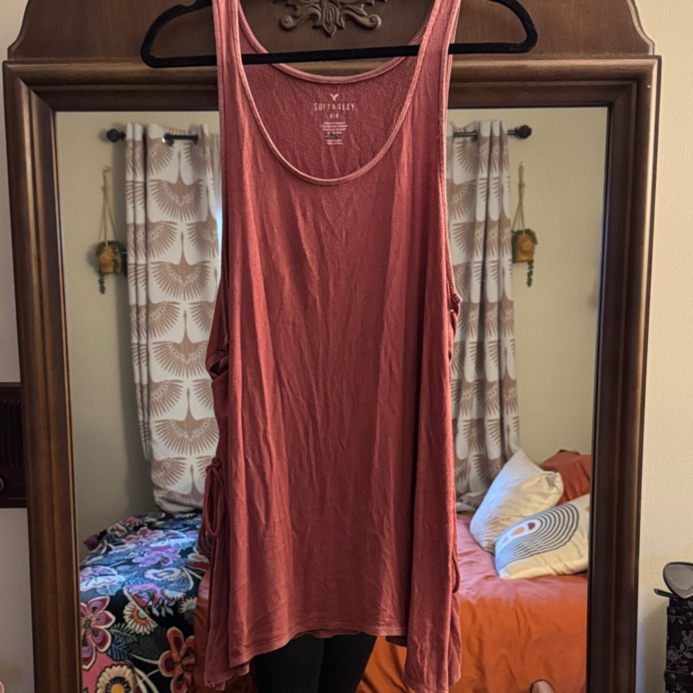 American Eagle Soft & Sexy Lace Up, Ribbed Tank Top